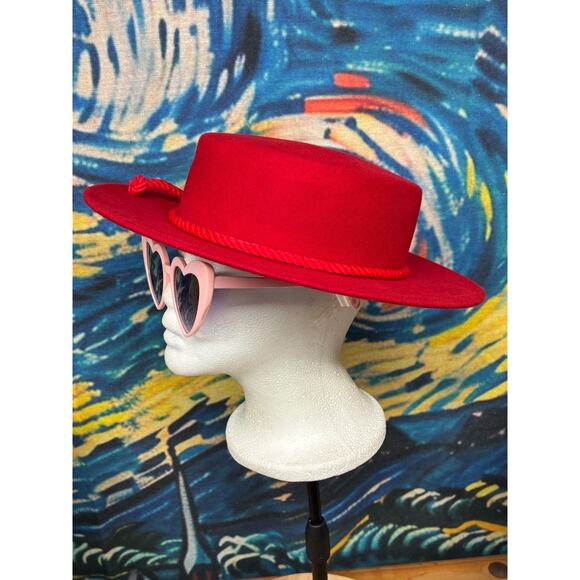 Bollman Red Wool Felt Rancher Hat Wide Brim Flat Crown Western Cowgirl Hat main image 4